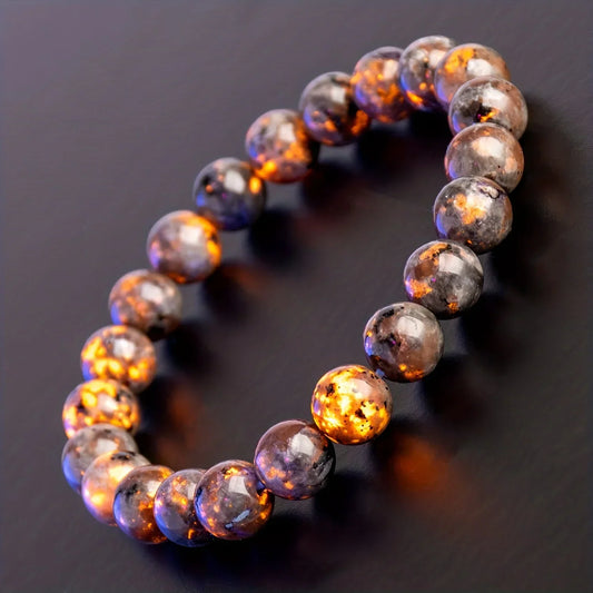 Natural Yooperlite Bracelet – UV Reactive Flame Beads for Meditation & Healing