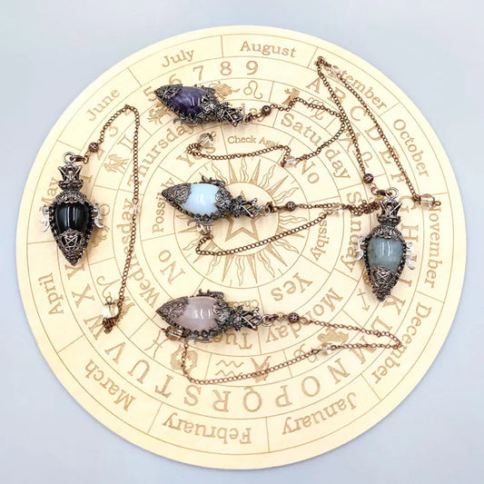 Healing Natural Stone Crystal Pendulums – Black Obsidian & Quartz for Divination and Spiritual Dowsing